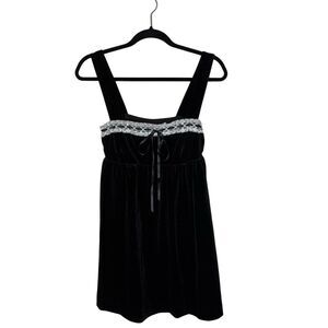 Altar’d State Black Velvet Lace Babydoll Mini Dress Whimsigoth Romantic Size S